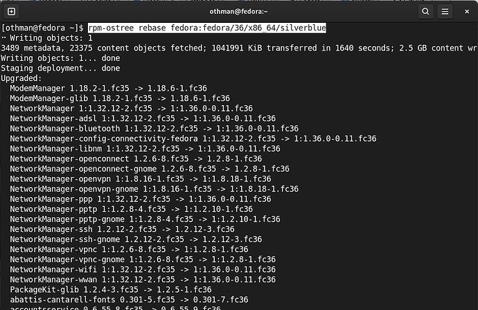 rpm-ostree rebase fedora 36
