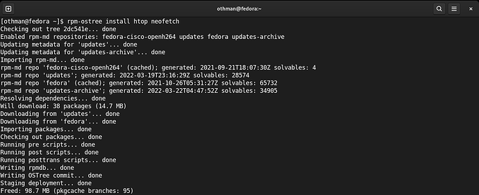 rpm-ostree install htop neofetch