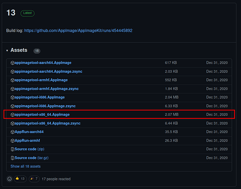 تحميل appimagetool من GitHub