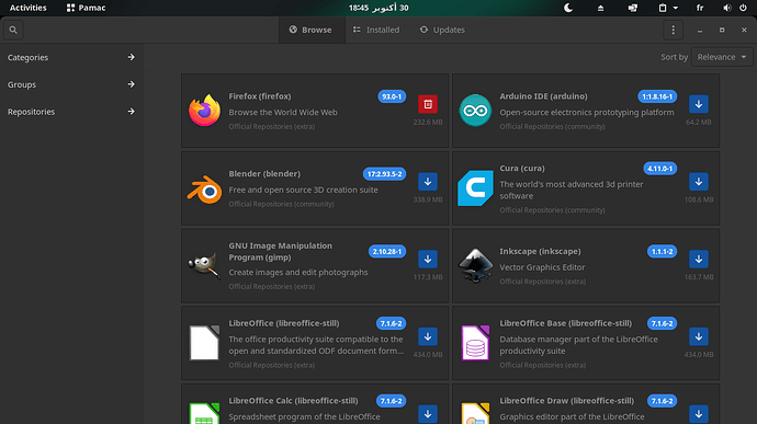 pamac interface