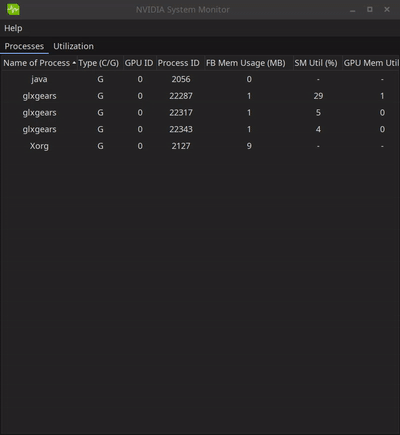 الواجهة الرئيسة لـnvidia-system-monitor-qt